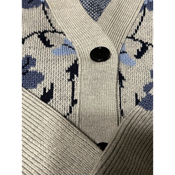 Club Monaco Floral Jacquard Cardigan Grey Blue‎ Size M - Picture 10 of 13